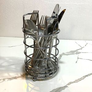 Silver Stainless Steel Metal Utensil Holder